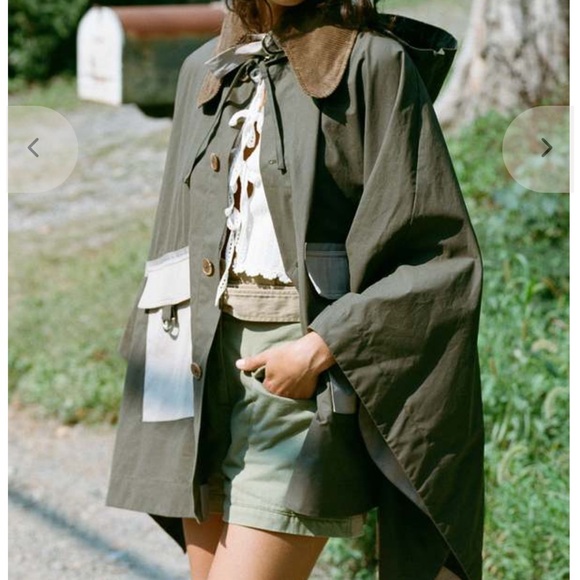 Sea New York Army Green and Cream Poncho Cape - Picture 9 of 9